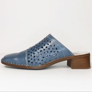 Rieker blue mules perforated leather sz 39 (8.5)